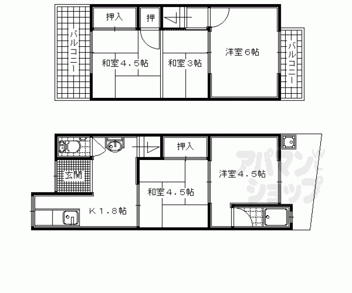 【六地蔵紺屋町テラスハウス】間取