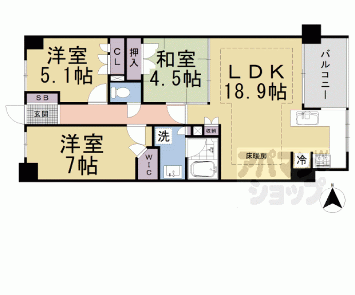 【ライオンズ伏見寺田屋西グランフォート】間取