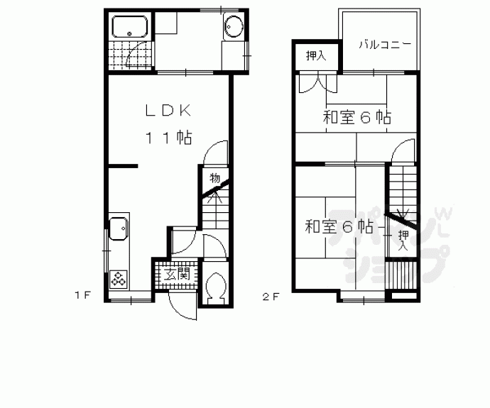 【松室北河原町貸家６－１２】間取