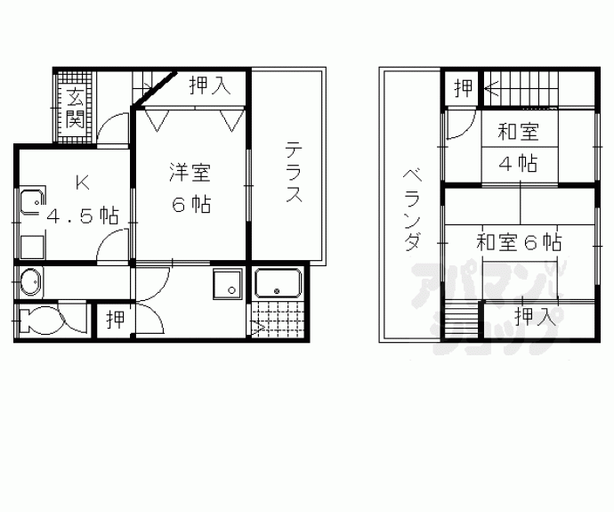 【物集女町森ノ上貸家】間取