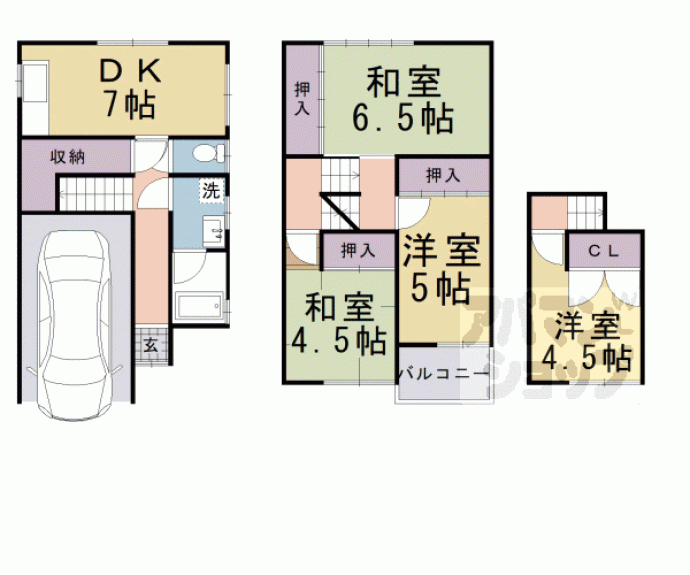 【向日市寺戸町芝山貸家】間取