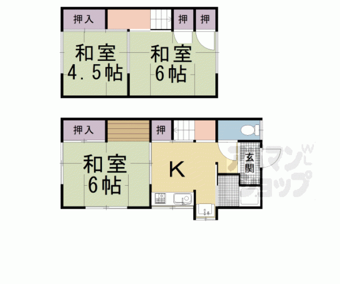 【鶏冠井町荒内貸家２２－１】間取