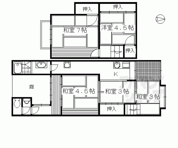 【鹿ヶ谷西寺ノ前町貸家（中）】間取