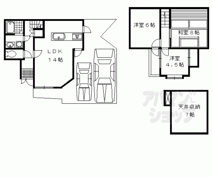 【修学院開根坊町貸家５－８】間取