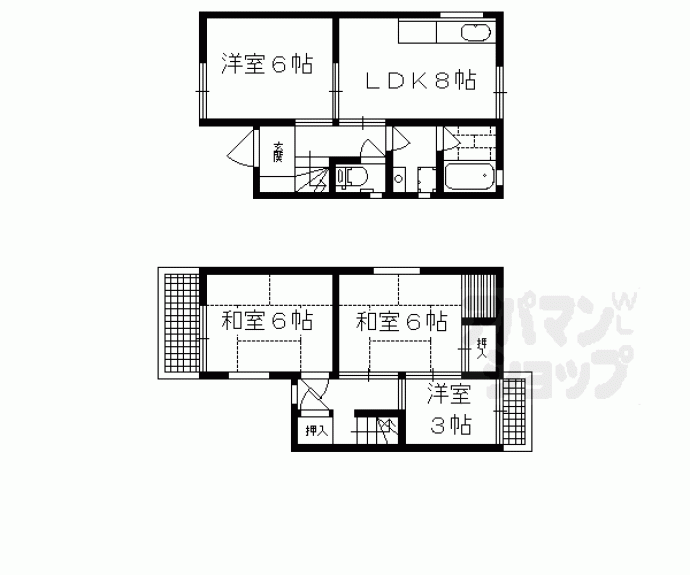 【吉田近衛町貸家９－２２】間取