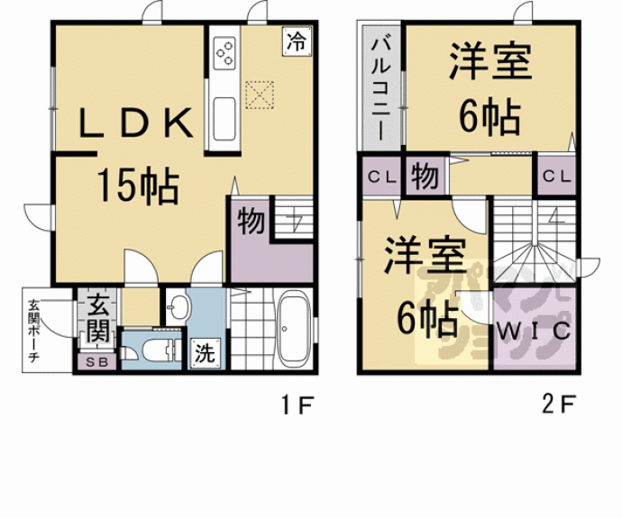 【下鴨宮河町テラスハウス】間取