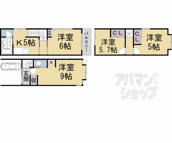 【桂北浦町戸建貸家】間取