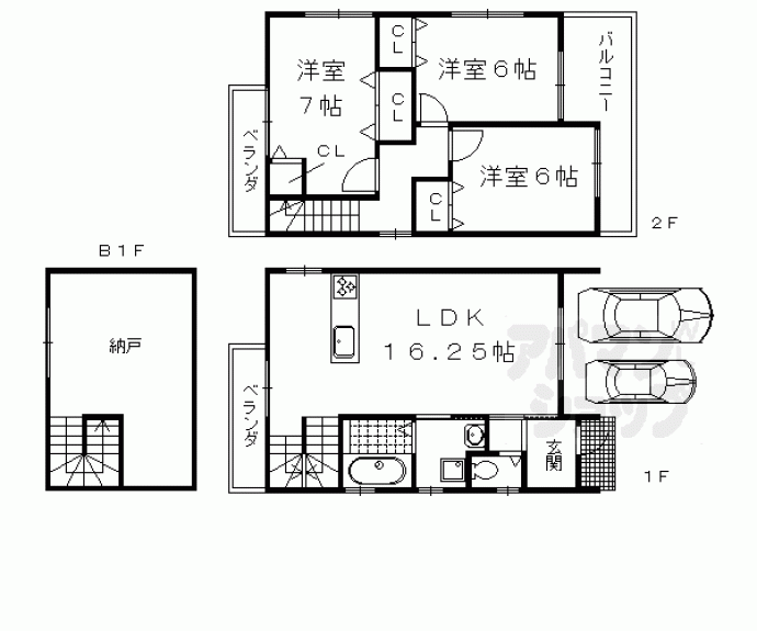 【樫原百々ヶ池貸家１－５９】間取