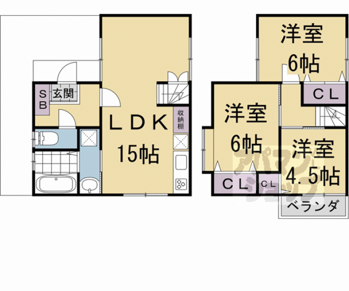 【物集女町出口貸家３－５５】間取