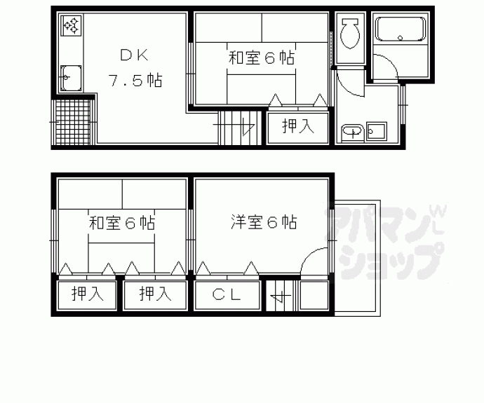 【大枝西長町テラスハウス４－２３】間取