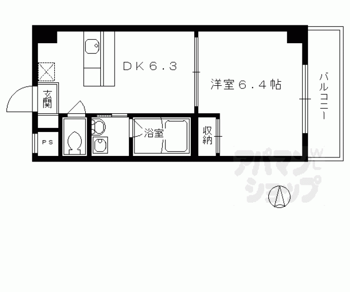 【西七条掛越町マンション】間取