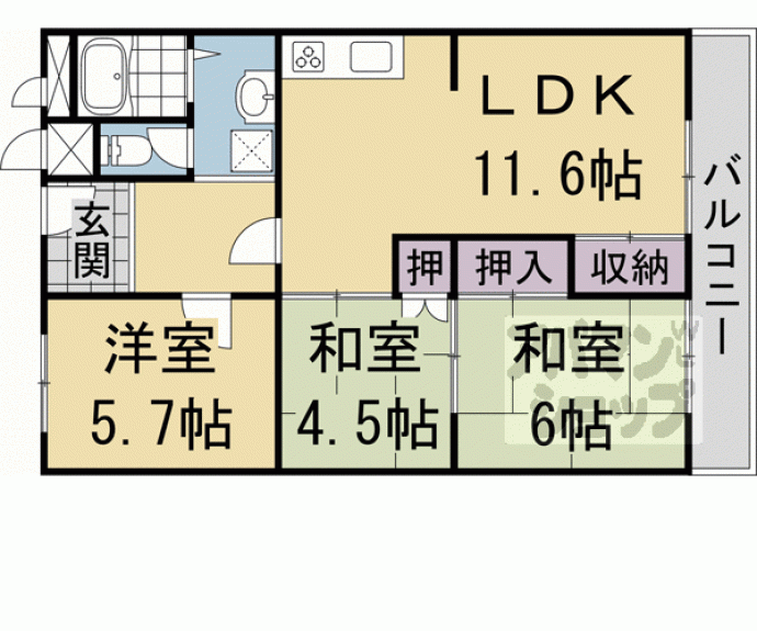 【リバーハイム宇治】間取