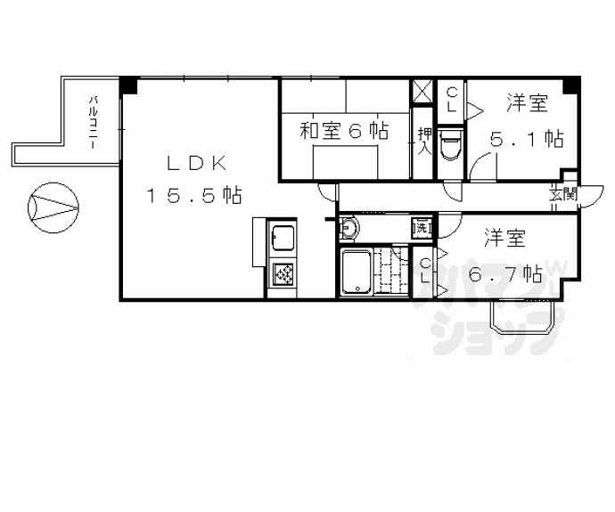 【フォルム五条通り】間取