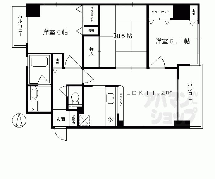 【三条麩屋町アーバンライフ】間取