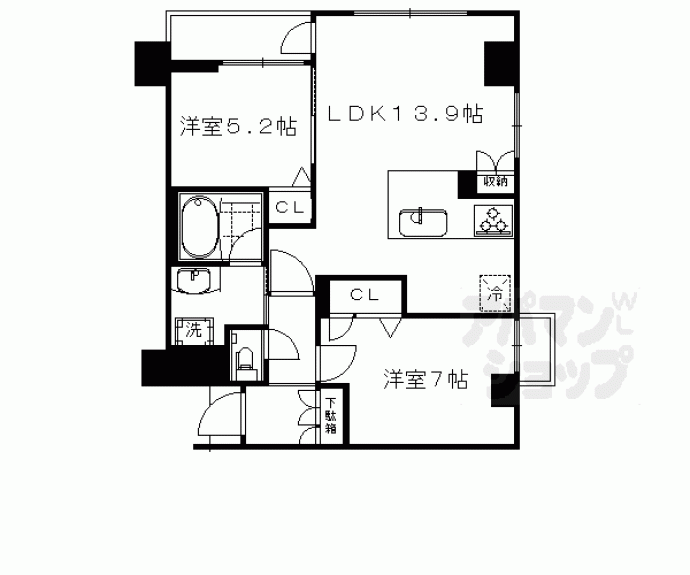 【プレサンス京都四条河原町ネクステージ】間取