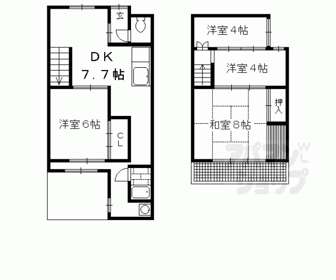 【吉田牛ノ宮町貸家２６－１２】間取