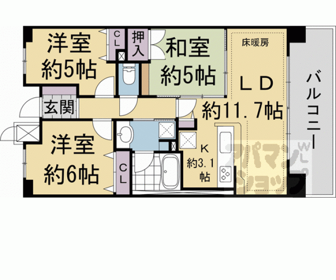 【パデシオン六地蔵　ザ・タワーレジデンス】間取