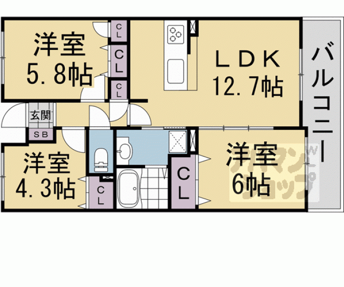 【パインフィールド洛西】間取