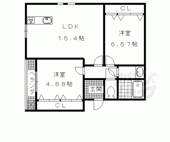 【シャルレ８番館（ダイヤモンドハウス向陽）】間取