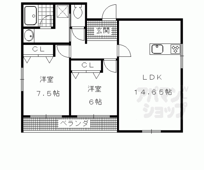 【シャルレ８番館（ダイヤモンドハウス向陽）】間取