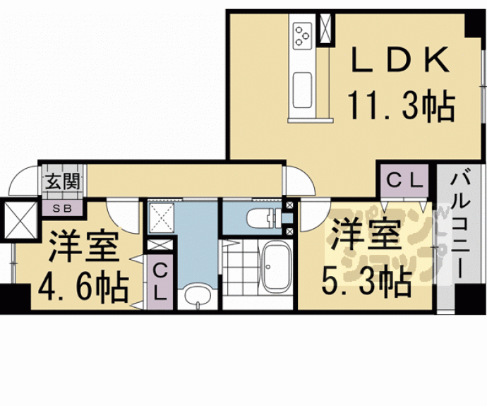 【パインフィールド五条】間取