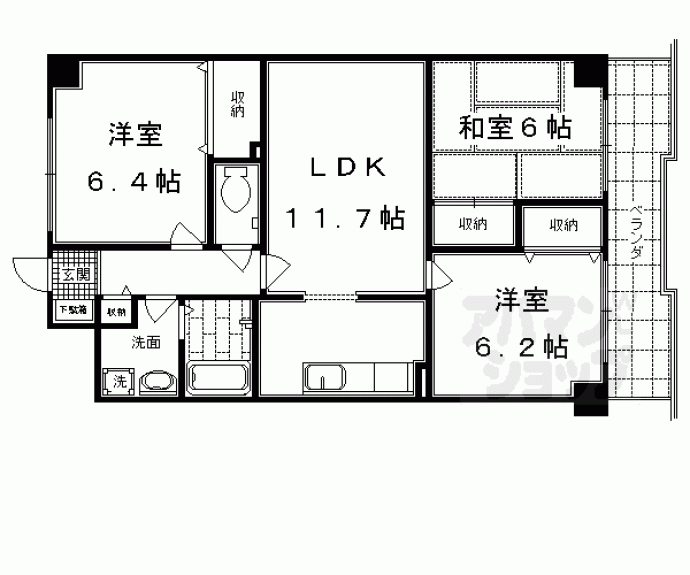 【ウエストウイング嵯峨】間取