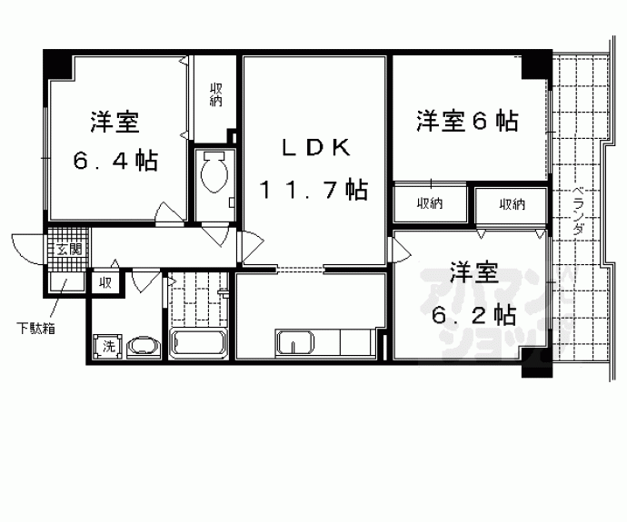 【ウエストウイング嵯峨】間取