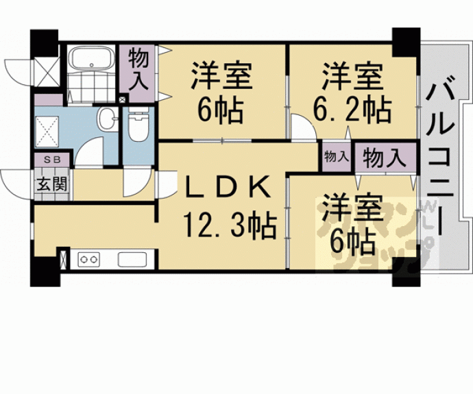 【ウエストウイング嵯峨】間取