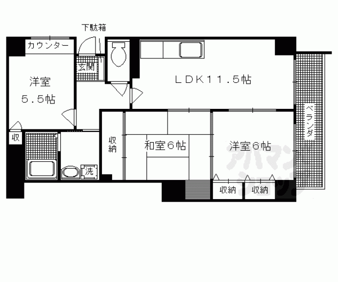 【パレスコート二条】間取