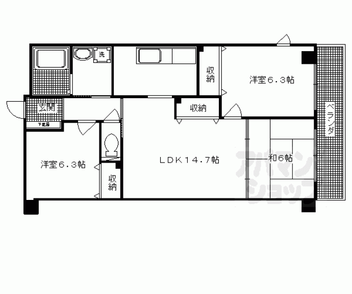 【ベルク北野】間取