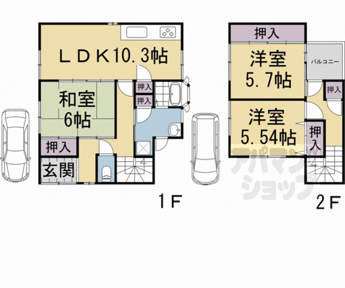 【静市市原町貸家３５３－３】間取