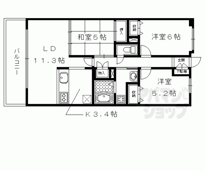 【ユニーブル京都紫野】間取