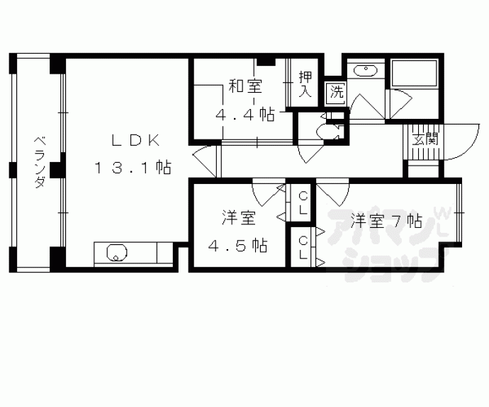 【パインフィールド洛東】間取