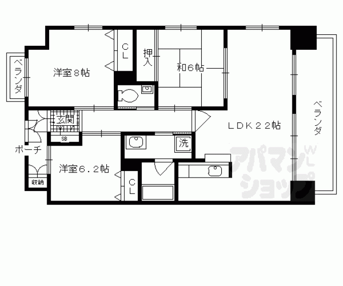 【パデシオン京都駅前Ⅱ番館】間取