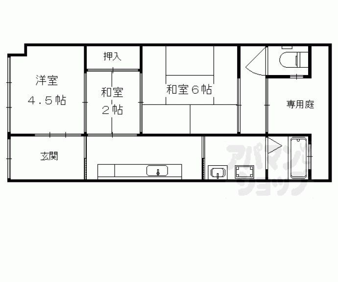 【梅小路西中町３９－８貸家】間取