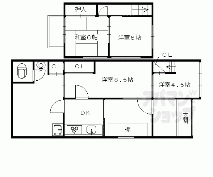 【西九条藤ノ木町３－１２貸家】間取