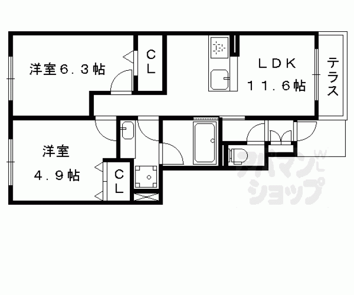 【メゾンドメルヴェーユ京都】間取