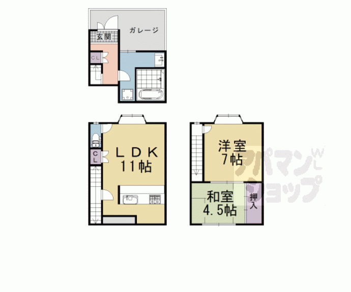 【南区久世殿城町３１－９貸家】間取