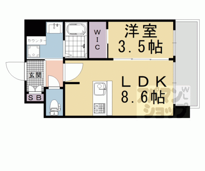 【プレサンス　ＴＨＥ　ＫＹＯＴＯ東福寺　ＥＡＳＴ】間取