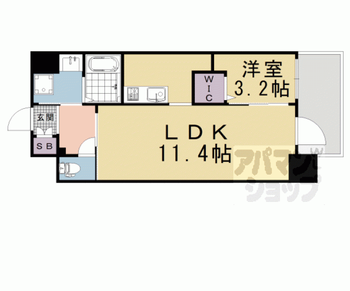 【プレサンス　ＴＨＥ　ＫＹＯＴＯ東福寺　ＷＥＳＴ】間取