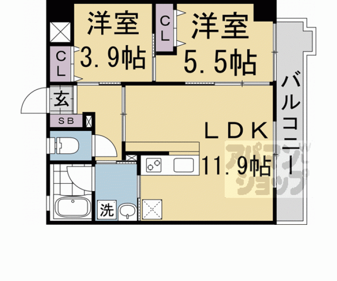 【グランドラティス河原町七条】間取