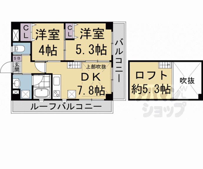 【グランドラティス河原町七条】間取