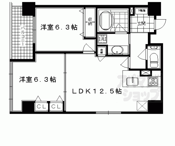 【ＱＵＯＮ四条柏屋町】間取