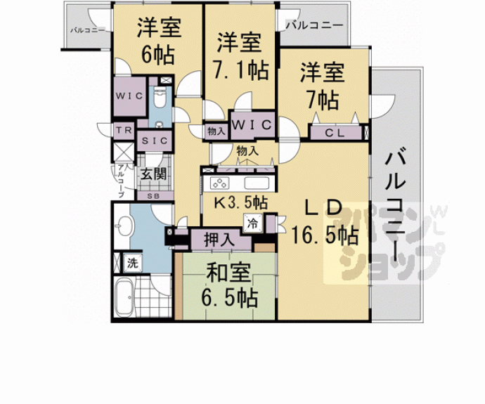 【エアリアルシティ四条堀川】間取