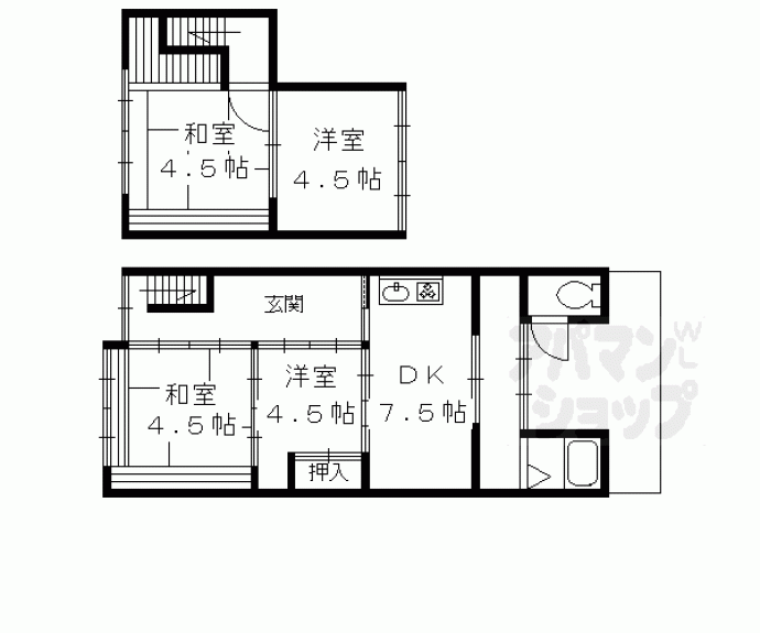 【上京区信濃町４７８貸家東側】間取