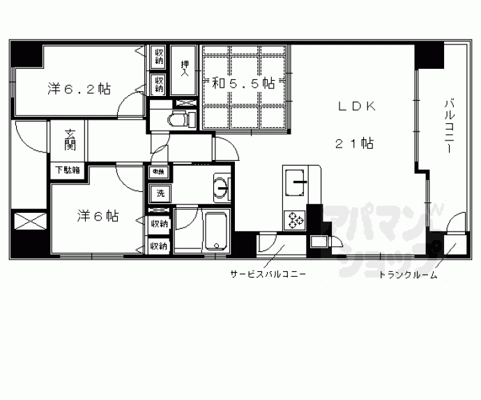 【リソシエ今出川聚楽邸】間取