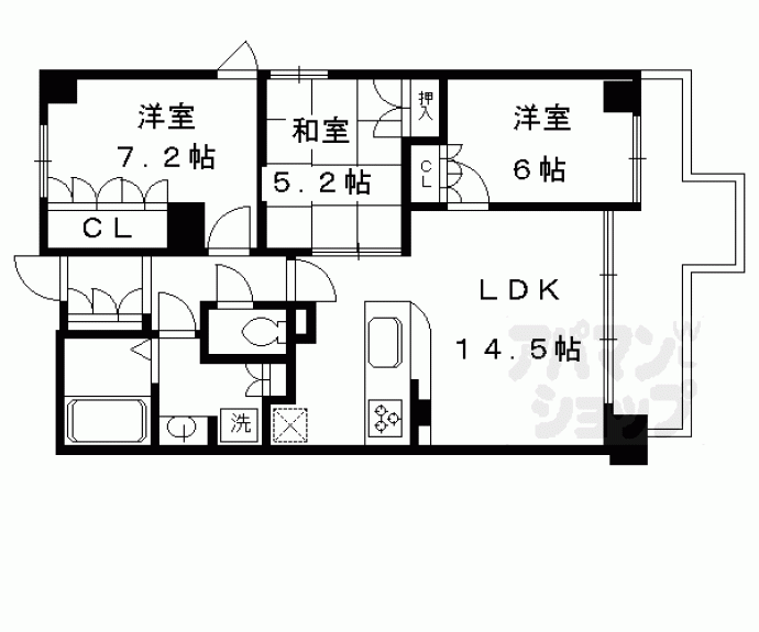 【グラン・リソシエ京都下鴨北山】間取