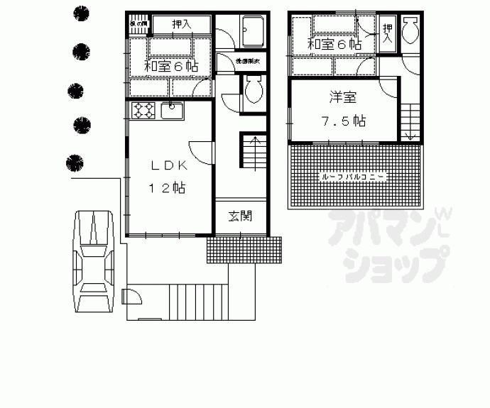 【上高野東田町貸家１５－４１】間取