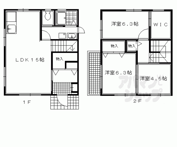 【松ヶ崎柳井田町貸家１－２－３】間取