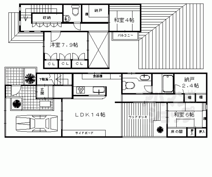 【上京区築山北半町貸家】間取